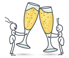 Ants drinking champagne