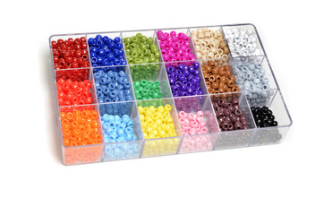 Colorful Beads in Bins for Creating Art Projects