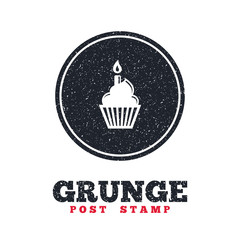 Birthday cake sign icon. Burning candle symbol.