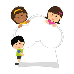 cute kids and chef hat icon over white background. colorful design. vector illustration