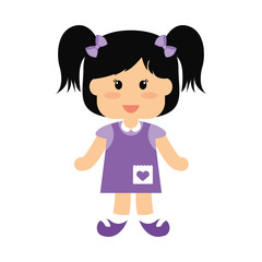 Obraz premium cute girl icon over white background. colorful design. vector illustration