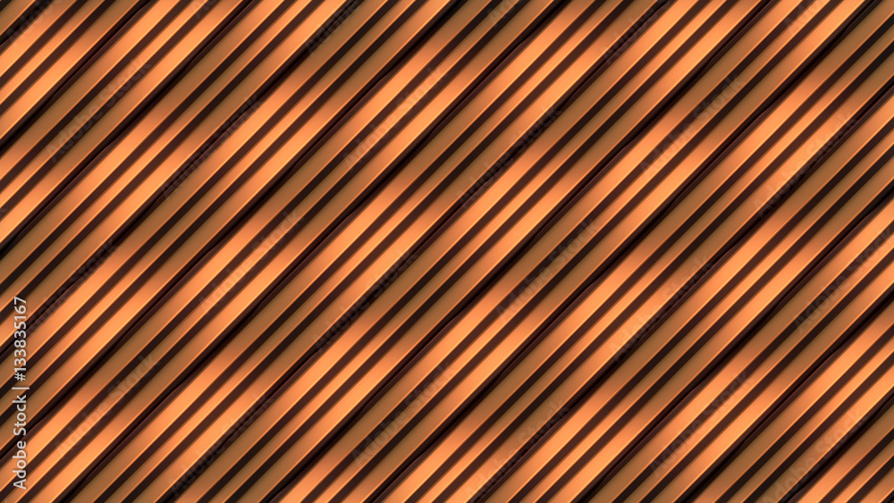 Aufkleber Golden color wave band abstract surface pattern. 3d rendering