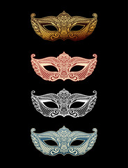 Beautiful set mask of lace. Mardi Gras vector background