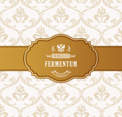 Oval golden frame vector. Luxury packing in art deco style. A place for congratulations or company name