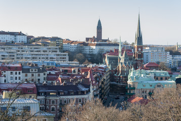 Linnestaden district in Gothenburg in winter, travel Sweden 