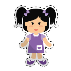 girl child icon image sticker vector illustration design 