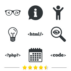 Fototapeta premium Programmer coder glasses. HTML markup language.
