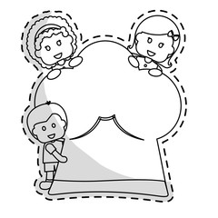 chef hat with kids around over white background. vector illustration
