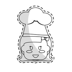 cute kid wearing chef hat over white background. vector illustration