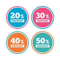 Sale discount icons. Special offer price signs.