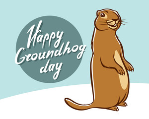 Happy Groundhog Day illustration lettering