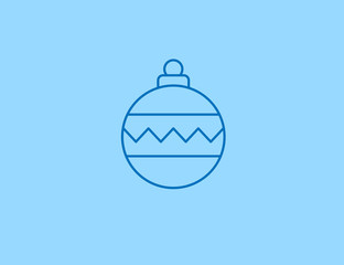 Vector flat line christmas ball symbol