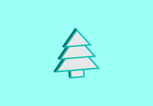 Vector modern 3D christmas tree icon