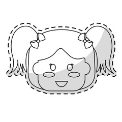 cute girl face icon over white background. vector illustration