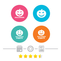 Halloween party icons. Pumpkin symbol.