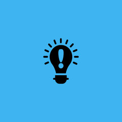 lamp with attention icon. flat design