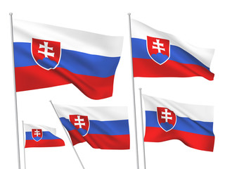 Slovakia vector flags. A set of 5 wavy 3D flags created using gradient meshes. EPS 8 vector
