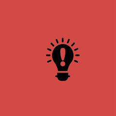 lamp with attention icon. flat design