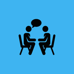 Conference icon. People sitting at a table. flat design