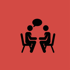 Conference icon. People sitting at a table. flat design