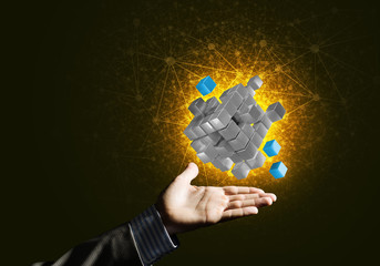 Idea of new technologies and integration presented by cube figure