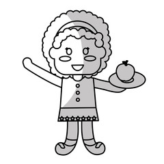 happy child with healthy eating related icons image grey and white vector illustration design 