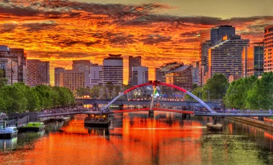 Foto op Canvas Zonsondergang over de Yarra-rivier in Melbourne, Australië © Leonid Andronov