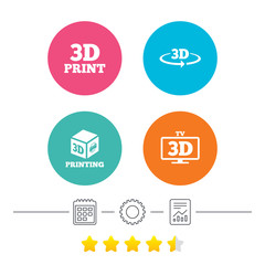 3d technology icons. Printer, rotation arrow.