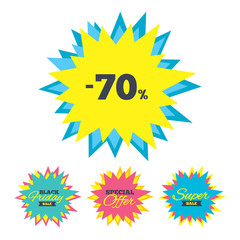70 percent discount sign icon. Sale symbol.