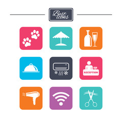 Hotel, apartment services icons. Wifi sign.