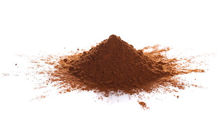 pile cocoa powder isolated on white background