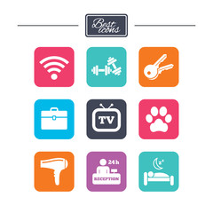Hotel, apartment service icons. Wi-fi internet.