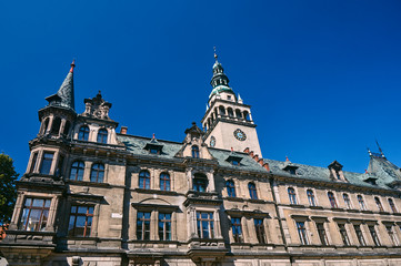 Fototapeta na wymiar City Hall with Renaissance Tower in Klodzko in Poland.