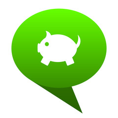 piggy bank green bubble icon