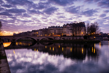 Seine River in Paris France at Sunrise