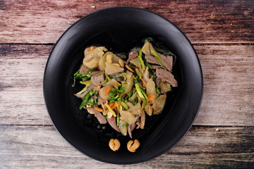 Spicy fried pickle lettuce with Pig liver