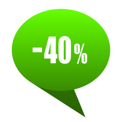 40 percent sale retail green bubble icon