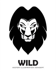 Lion. lion head. elegant lion head in black and white. lion face. lion vector. lion isolated