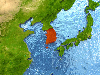 South Korea in red