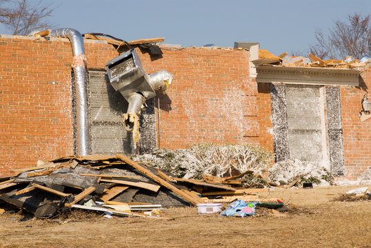 Aftermath of Tornado Damaged House
