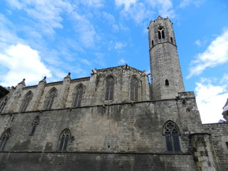 Ancient Fort in the Old city of Barcelona. Walls of Ancient Fort.