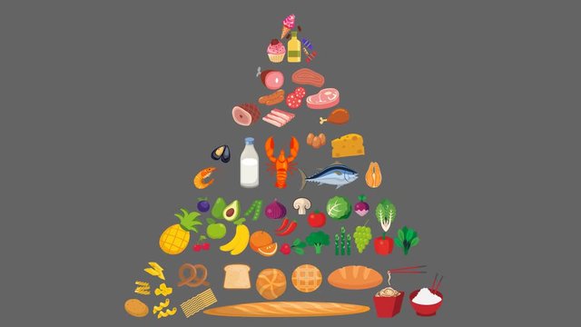 Food pyramid Nutrition Animation in Alpha Channel