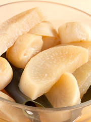 Japanese cuisine, sliced and boiled Japanese radish