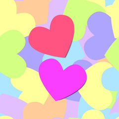 Colorful Seamless Pattern of Heart
