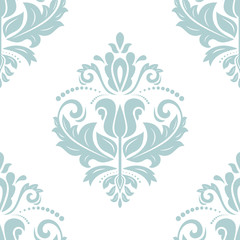 Oriental vector classic light blue and white pattern. Seamless abstract background with repeating elements. Orient background