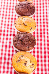 Homemade muffins in a row