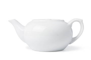 Milk pitcher ceramic white for serving tea or coffee. empty milk