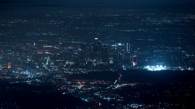 LA Night Cityscape Aerial 29 Clouds Time Lapse