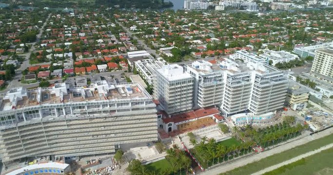 Aerial drone video Surf Club and Four Seasons surfside Florida