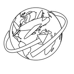 planet earth with plane and arrow  icon image vector illustration design 